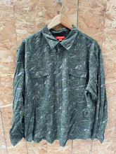 Vintage Joe Fresh Men's 2XL Green Floral Print Long Sleeve Button-Down Shirt